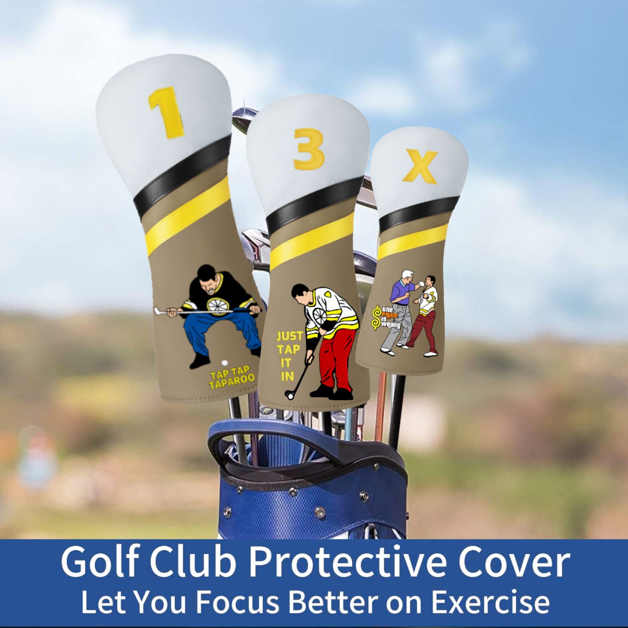 Sarung Tongkat Golf Lucu Happy - Golf Driver ulasan dan harga